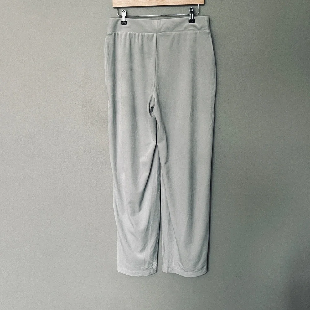Soma 24/7 Velour Crewneck Sweatshirt & Wide Leg Pants Set Vapor Gray Medium NEW